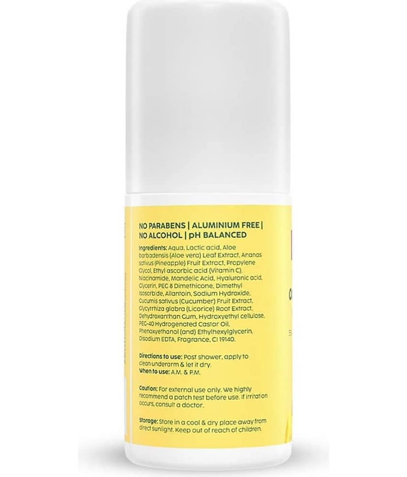 Plix Pineapple Odour Control Underarm Rollon with 5% Lactic acid & 1% Mandelic Acid Perfume50 ml view 2