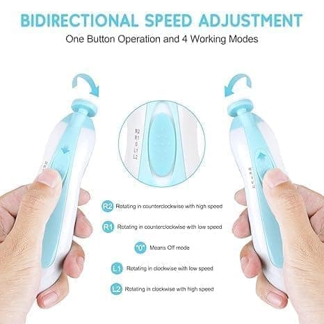Baby Nail Trimmer New Born with Lights | Electric Nail Cutter for 0-6 Months | Gentle Nail File with Multiple Filer Heads | Adjustable Speed | New Born Baby Products Pack of 1 view 5