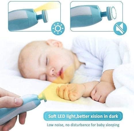 Baby Nail Trimmer New Born with Lights | Electric Nail Cutter for 0-6 Months | Gentle Nail File with Multiple Filer Heads | Adjustable Speed | New Born Baby Products Pack of 1 view 9