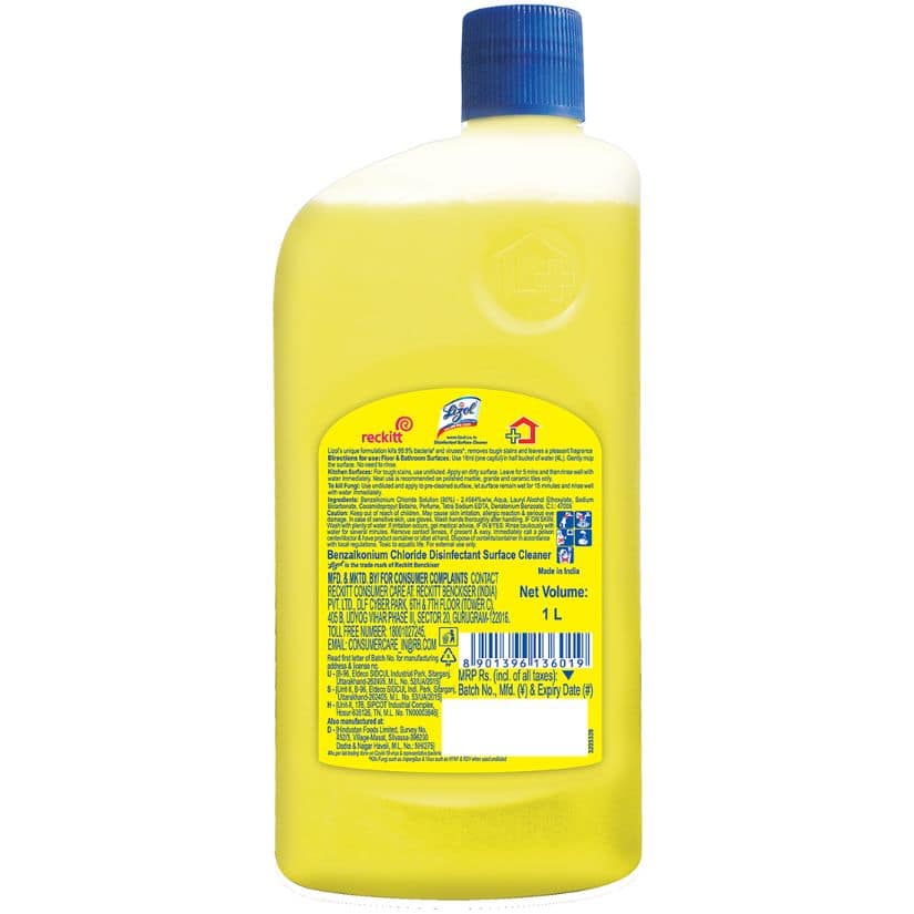 Lizol Disinfectant Surface & Floor Cleaner Liquid, Citrus - 1 L view 2