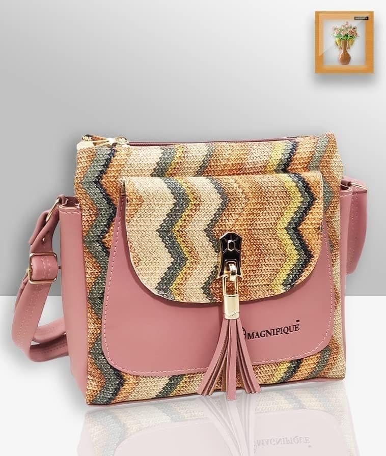Magnifique Women's Hand/Sling/Side Bag/purse Polyurethane Western (Pink) view 2