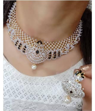 Navya Collections Alloy Black Contemporary/Fashion Necklaces Set Choker