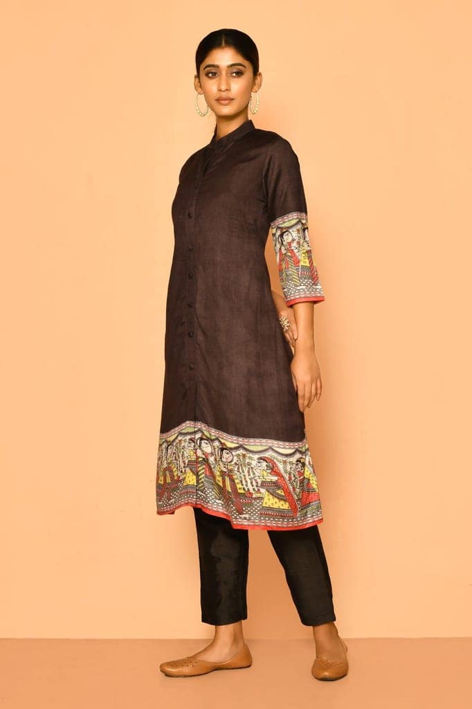 Siya Handloom madhubani cotton silk kurta set view 5