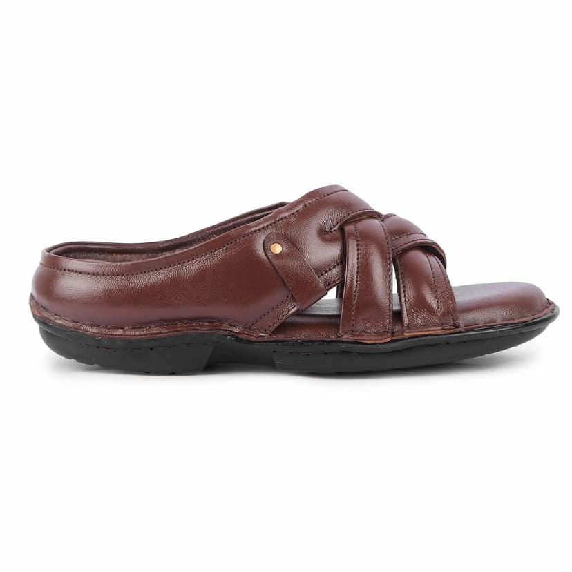 FEATHER LEATHER Men's Genuine Leather Comfortable & Fashionable Flip Flops Slipper | Casual Indoor / Outdoor / Cross Strip Chappal view 10