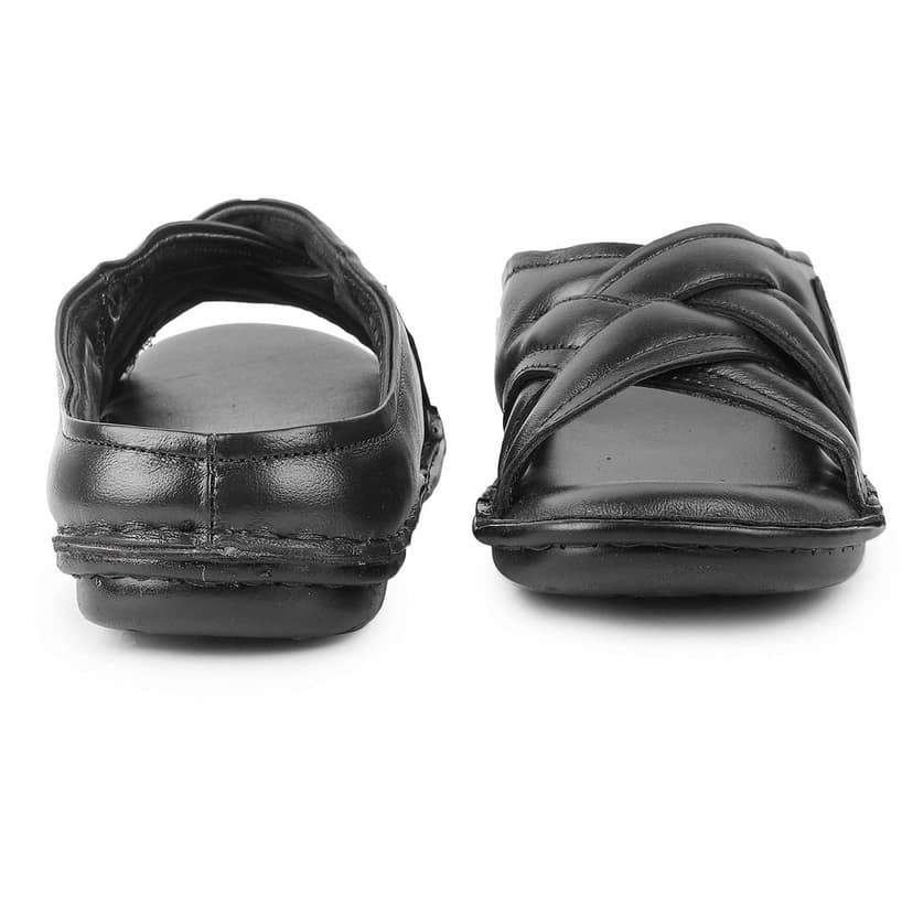 FEATHER LEATHER Men's Genuine Leather Comfortable & Fashionable Flip Flops Slipper | Casual Indoor / Outdoor / Cross Strip Chappal view 4