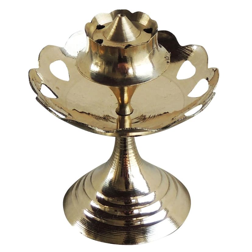 Brass Kamal Katori Agarbattin Stand No. 7, Height : 3.5 Inch (ZMAS148 E) view 2
