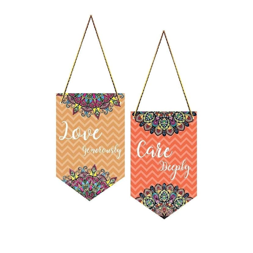 Charmor Love Generously Care Decorative Wall Hanger for Living Room | Bedroom | Office | Gift | Home Decoration | Home Decor Items (WH3510, Set of 2)