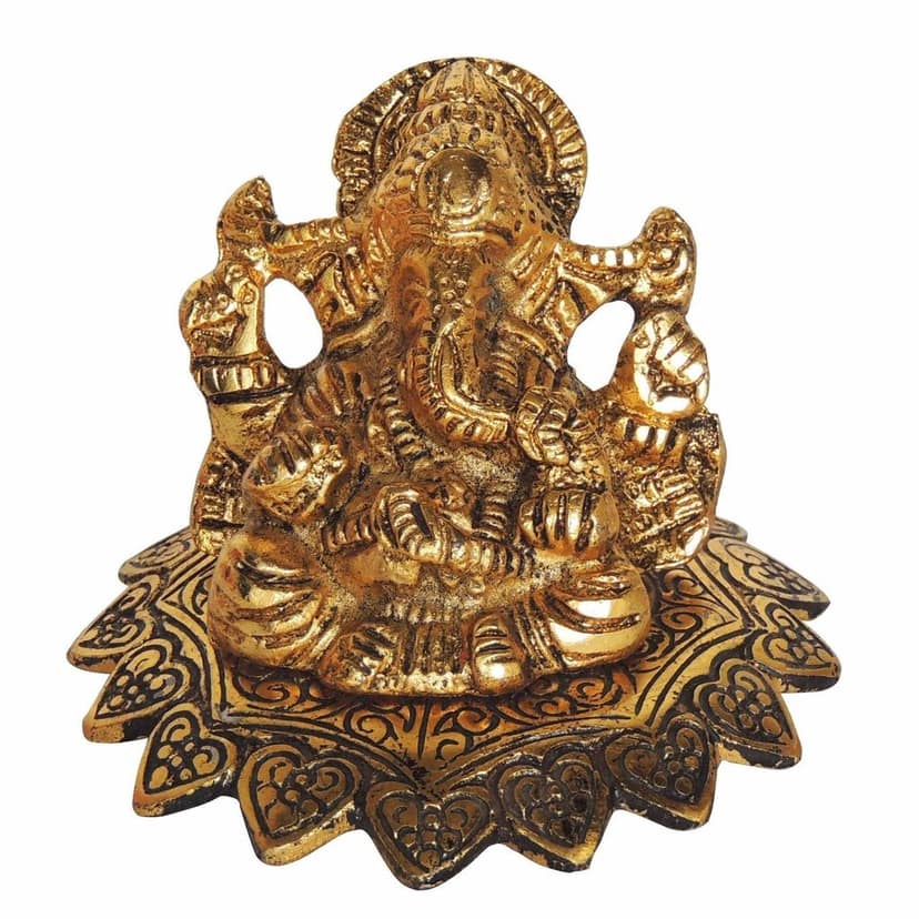 Aluminium Showpiece Ganesh With Box Statue (ASMAS326 G) view 2