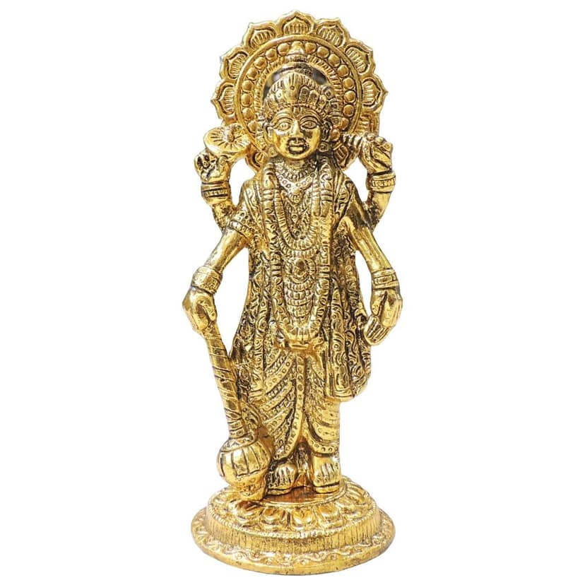 Aluminium Vishnu Ji Idol Statue | Lord Vishnu Murti | Hindu God Showpiece for Home Temple & Gifting, Height : 7.5 Inch (ASMAS542 V) view 2
