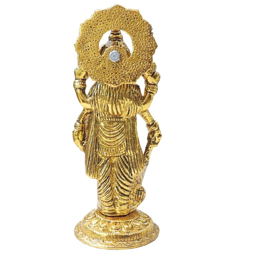 Aluminium Vishnu Ji Idol Statue | Lord Vishnu Murti | Hindu God Showpiece for Home Temple & Gifting, Height : 7.5 Inch (ASMAS542 V) view 3