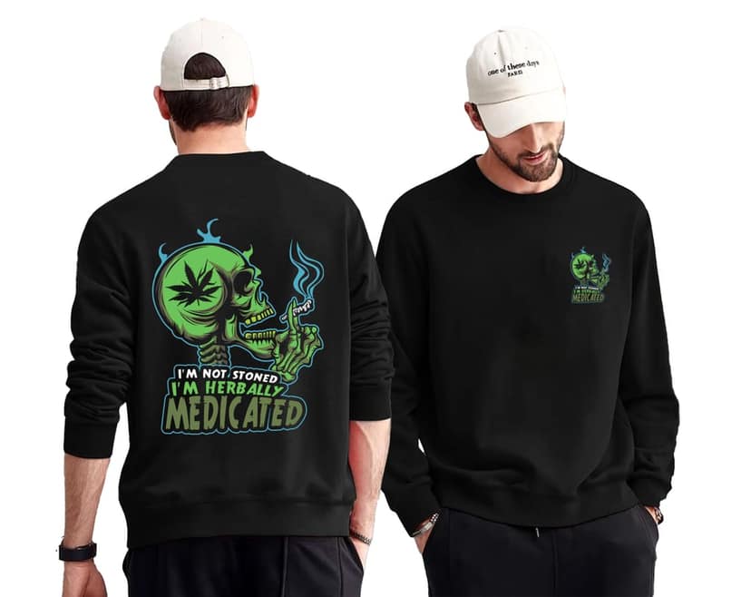 SCOTT FINCHER Men's I'm Not Stoned I'm Herbally Medicated T-Shirt : AA(RSSWT)BLACK_144 view 3