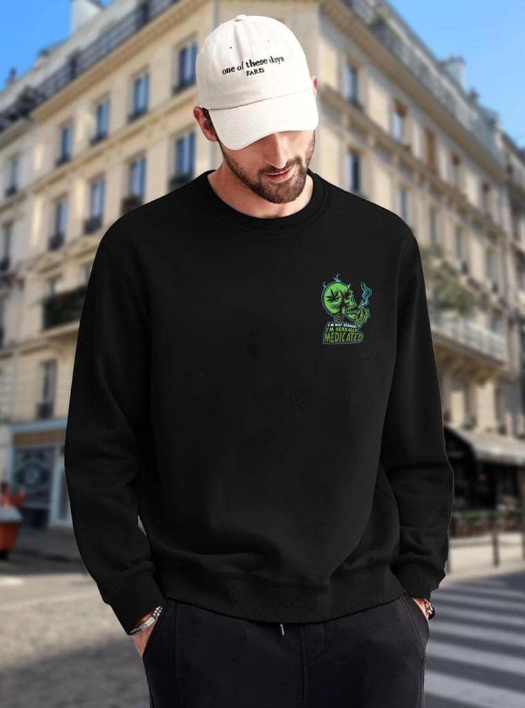 SCOTT FINCHER Men's I'm Not Stoned I'm Herbally Medicated T-Shirt : AA(RSSWT)BLACK_144 view 4