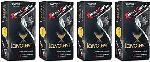 Kamasutra LongLast Climax Delaying Condoms 12S Pack of 4 Condom (Set of 4, 48S)