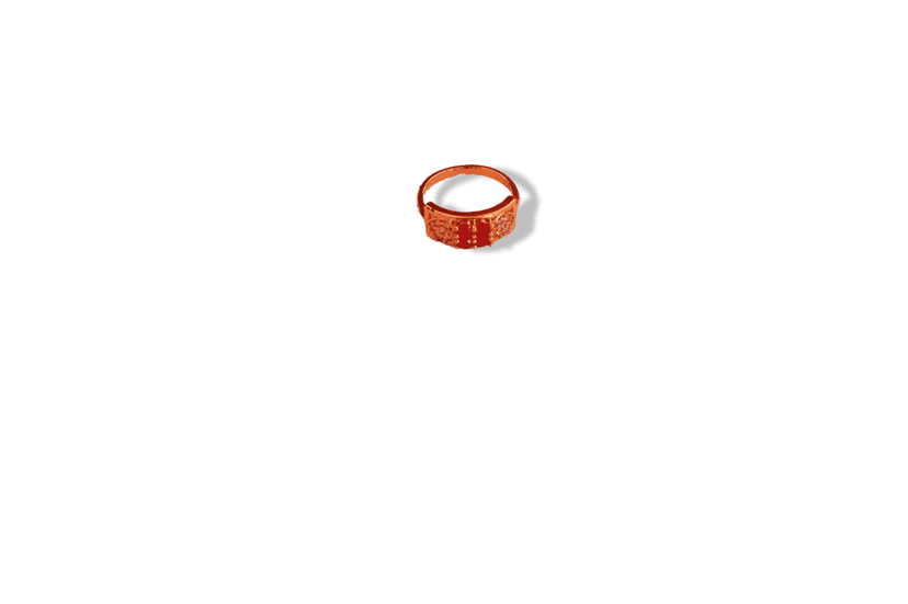 "Gold Ring with Red Stone" view 2