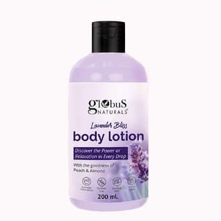 Globus Naturals Lavender Bliss Body Lotion, Enriched with Peach and Almond Extracts, Ayurvedic Preparation, Paraben Free, Gentle & Mild, Suitable For All Skin Types, 200 ml