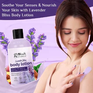 Globus Naturals Lavender Bliss Body Lotion, Enriched with Peach and Almond Extracts, Ayurvedic Preparation, Paraben Free, Gentle & Mild, Suitable For All Skin Types, 200 ml view 2