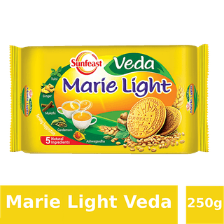 Sunfeast Veda Marie Light Biscuits - With 5 Natural Ingredients, Tea Time Partner, 250 g