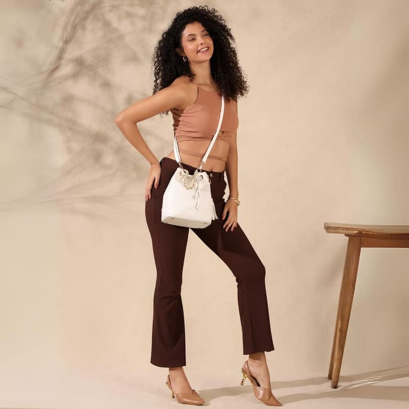 VISMIINTREND Stylish Bucket Bag for Women, Girls | Crossbody Detachable Strap Drawstring Closure Handbag | Pu Vegan Leather Handbag with Wallet & Purse view 3
