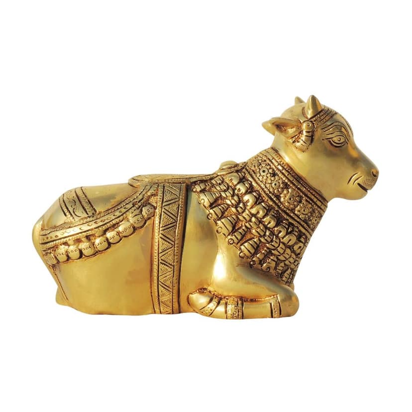 Brass Showpiece Nandi God Idol Statue - Handmade Religious Brass Statue, Height : 5.5 Inch (BSMAS1606 E) view 2