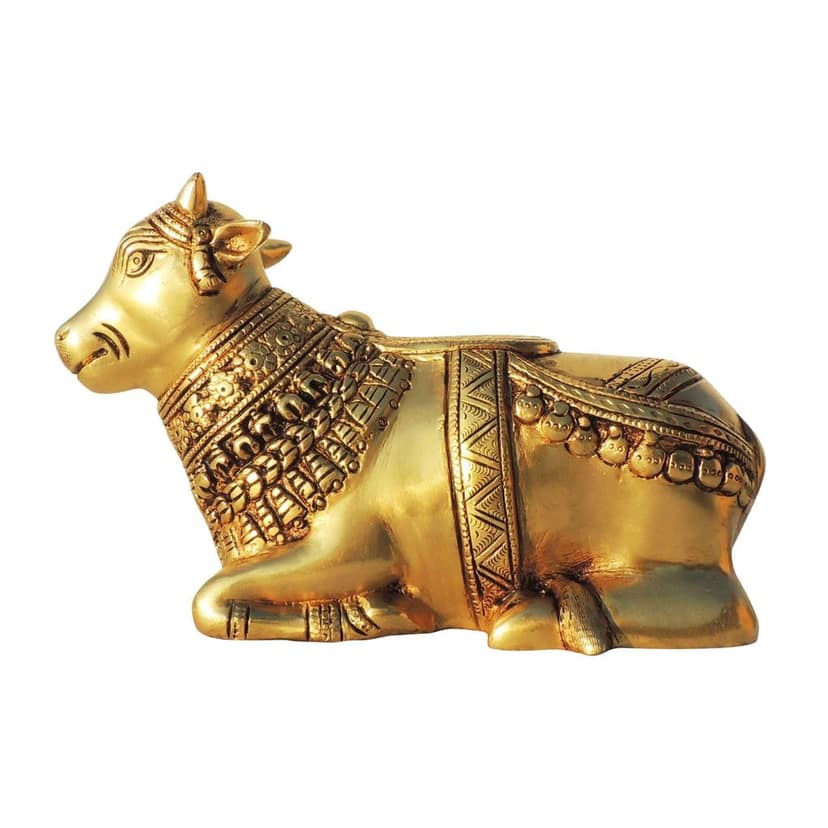 Brass Showpiece Nandi God Idol Statue - Handmade Religious Brass Statue, Height : 5.5 Inch (BSMAS1606 E) view 3