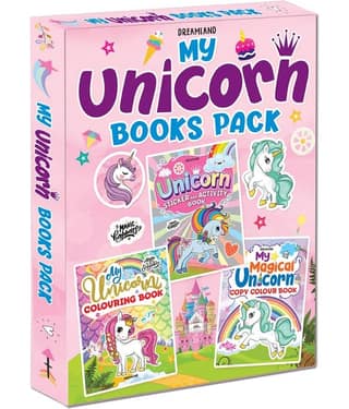 My Unicorn Books Pack - Unicorn Sticker and Activity Book, Copy Colour and Colouring Books