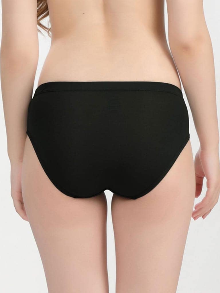 Freecultr Women’s Micromodal Mid-Rise Hipster | Super Soft & Breathable Fabric | Medium Rear Coverage | Comfortable Stretch Elastic | Pack of 3 |Color - Sable Black view 2