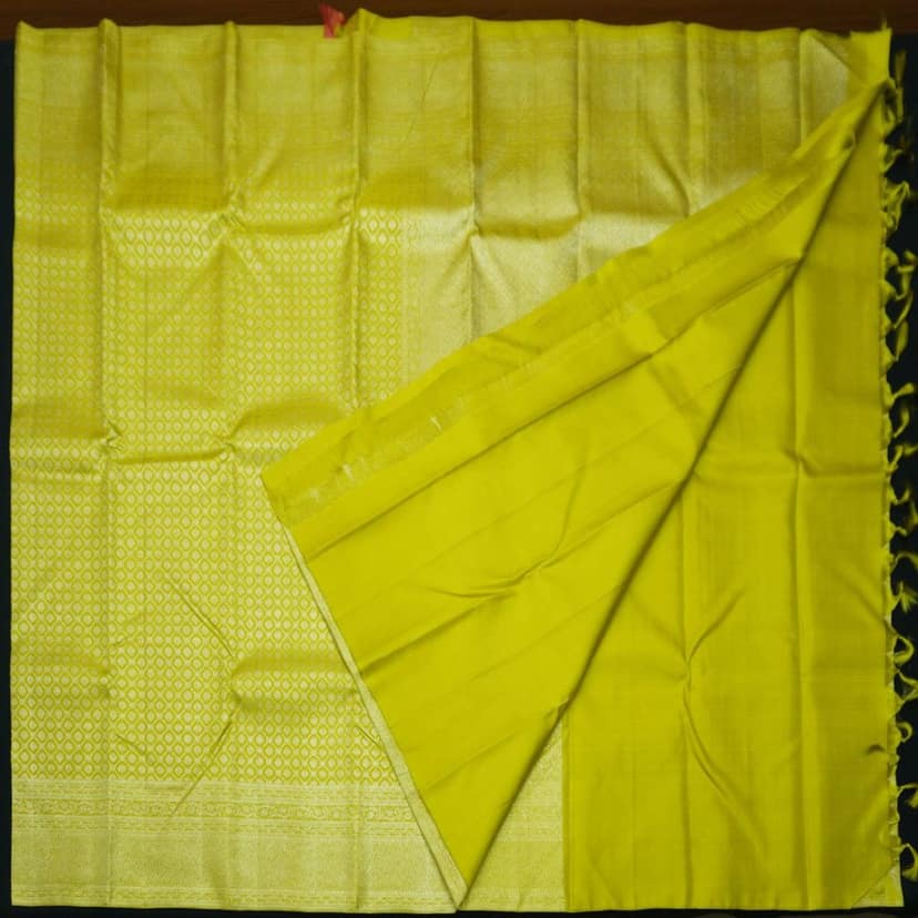 Pastel Green Color Kanchipuram Silk Saree Self Jacquard view 6