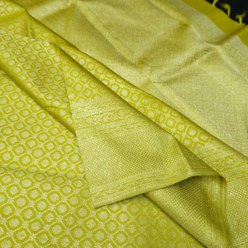 Pastel Green Color Kanchipuram Silk Saree Self Jacquard view 7