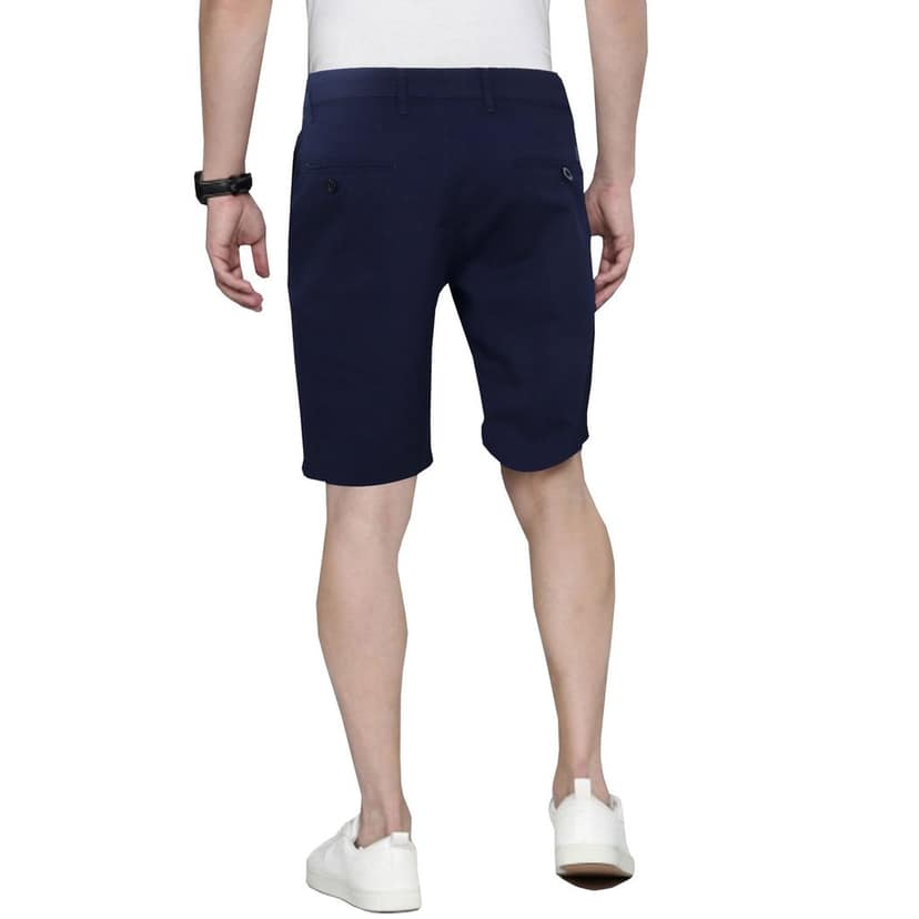 Cotton Blue Solid Shorts view 5