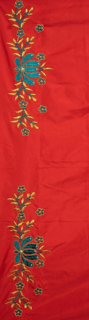 Red and gold embroidered blouse piece view 4