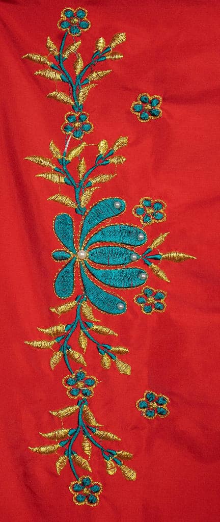 Red and gold embroidered blouse piece view 5