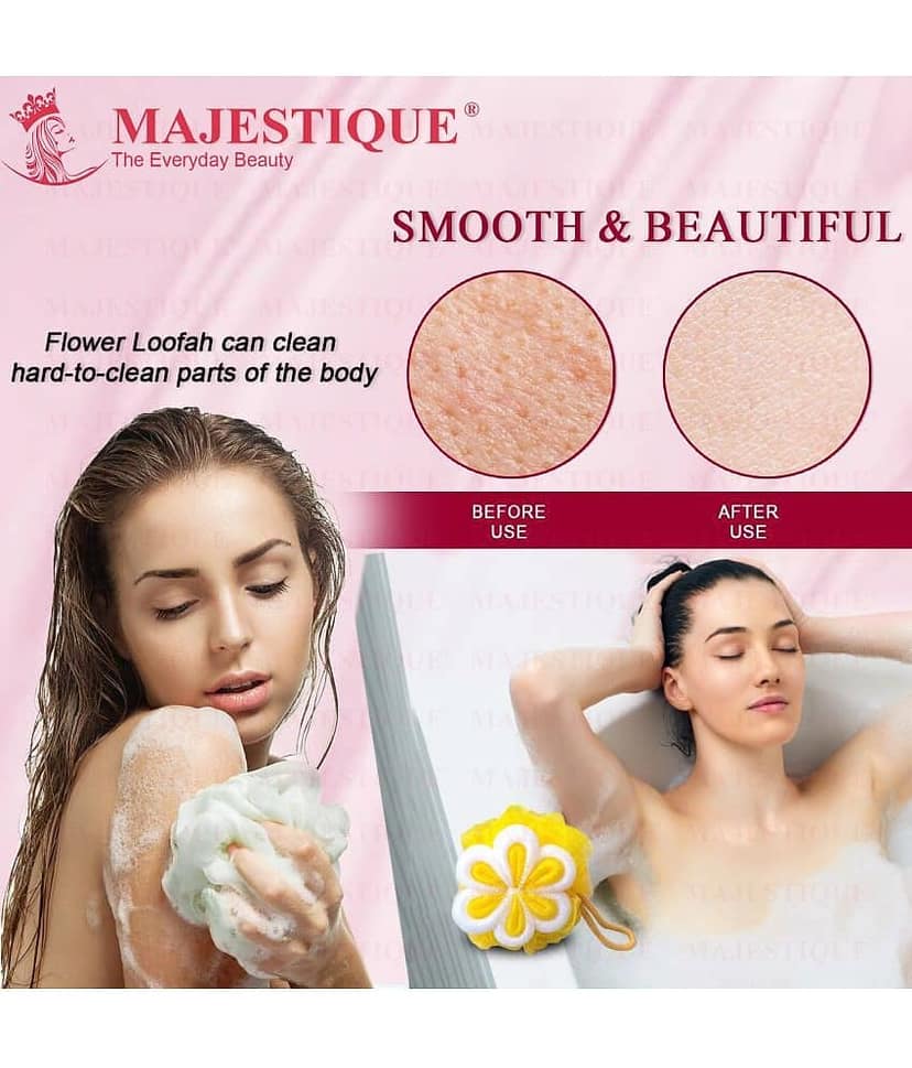 Majestique Cleanse Flower Loofah for Body Scrubber Shower Essential Skin Care - Color May Vary view 2