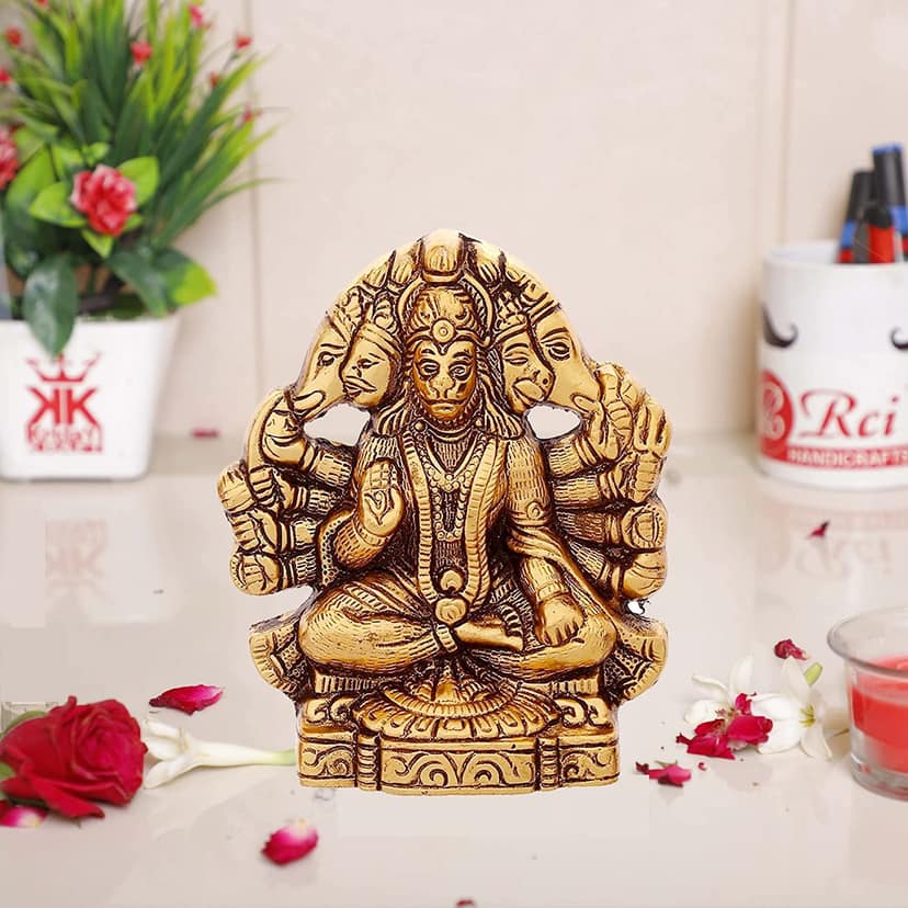 DreamKraft Metal Hanuman ji Statue Showpiece Figurines- Standard, Gold