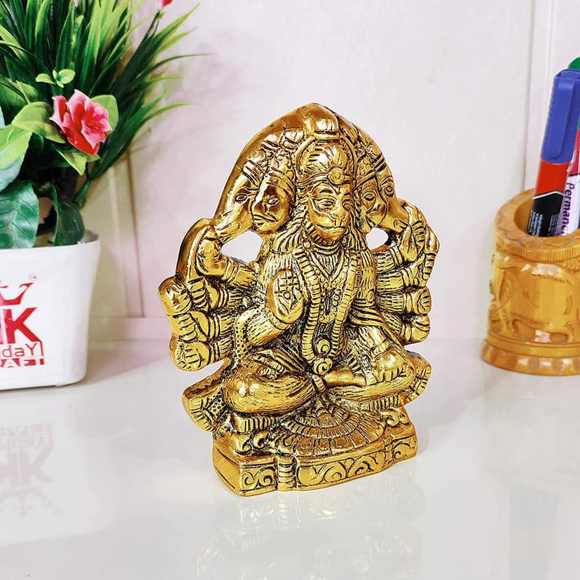 DreamKraft Metal Hanuman ji Statue Showpiece Figurines- Standard, Gold view 2