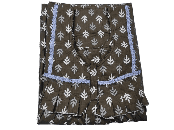 Women's Cotton Printed Palazzo Pants with Elastic Waist - Brown view 3