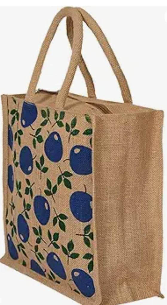 Jute Tote Bag with Blueberries view 2