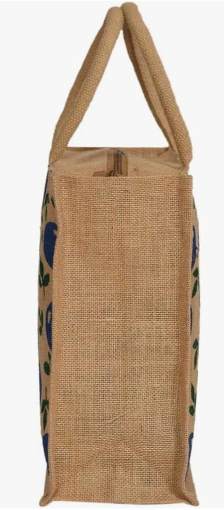 Jute Tote Bag with Blueberries view 3