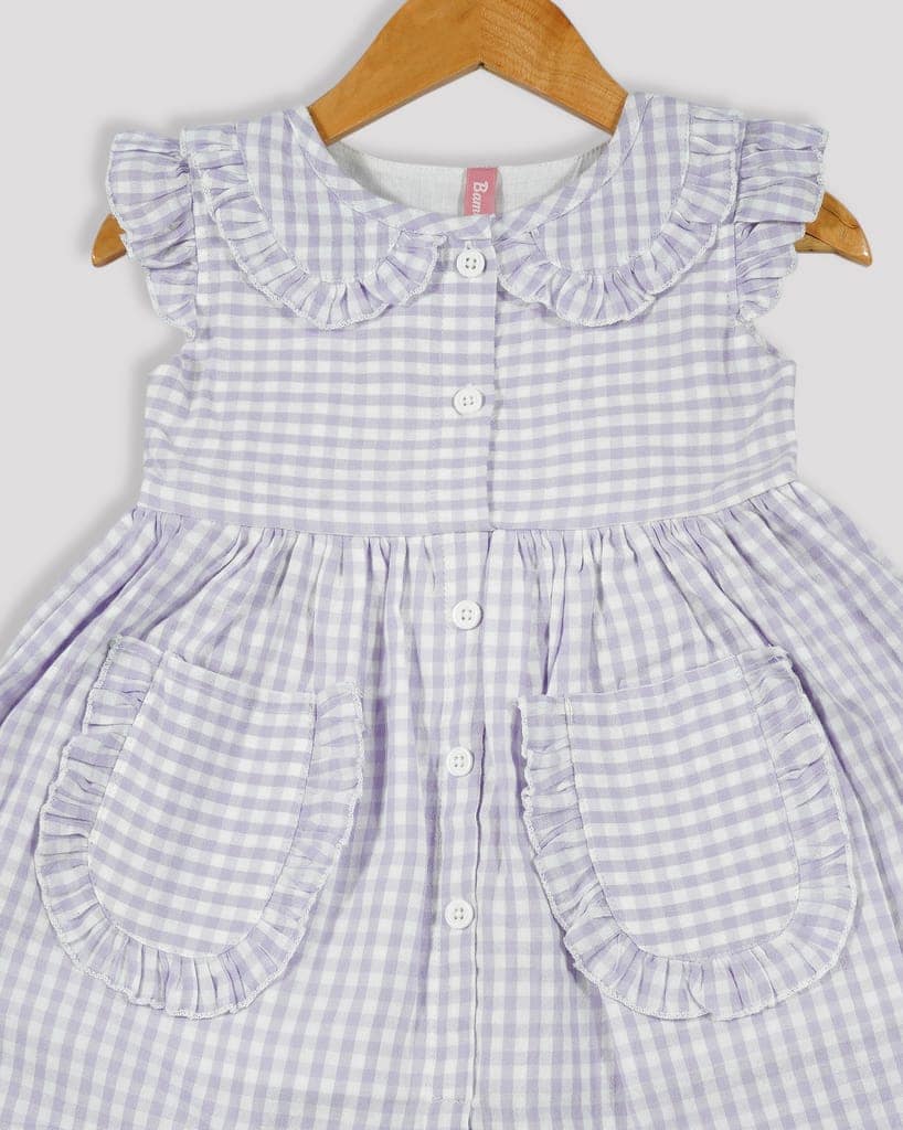 BAMBEE Checkered Petter Pan Collar Frock view 3