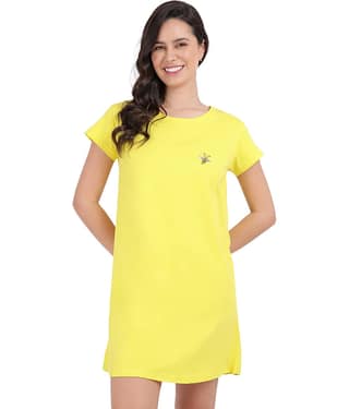 snappyb Women Cotton Solid Regular Fit Round Neck T-Shirt ( Yellow )