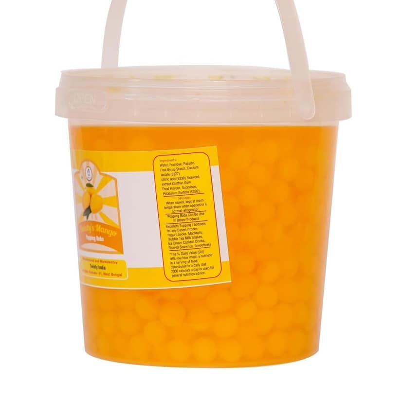 Popping Boba for Bubble Tea, Milkshakes, Ice Cream and Yogurt | Boba Tea Variety of Flavors - Vegan | Boba 1 kg with 10 Pieces Straws (Mango) view 3