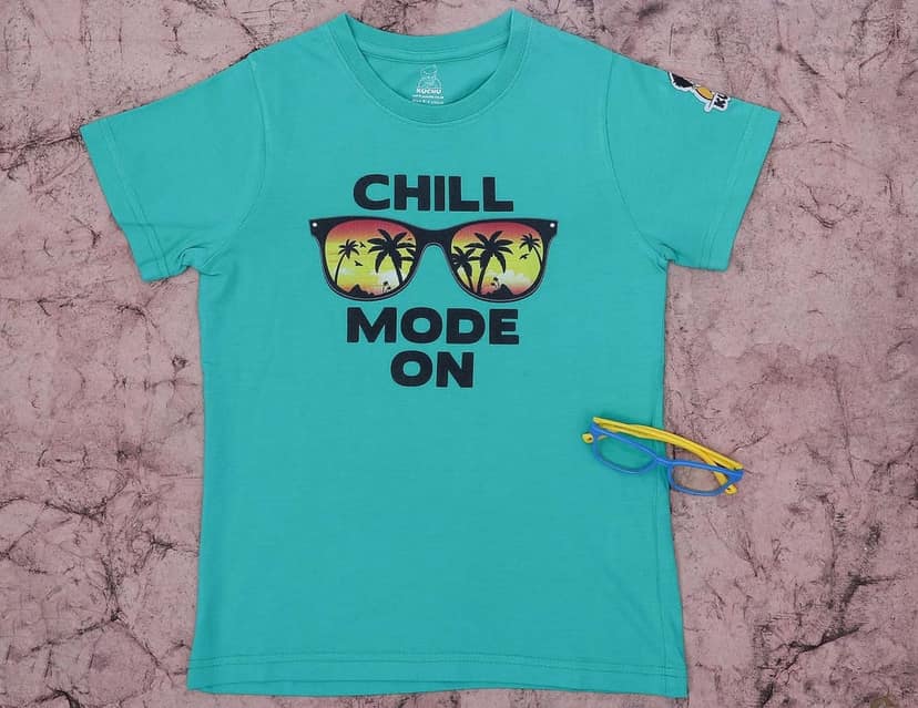 KUCHU Chill Mode On Kids Graphic Tee | 8–9 Years | Printed T-Shirt | Lightweight | Skin-Friendly | Everyday Wear view 2