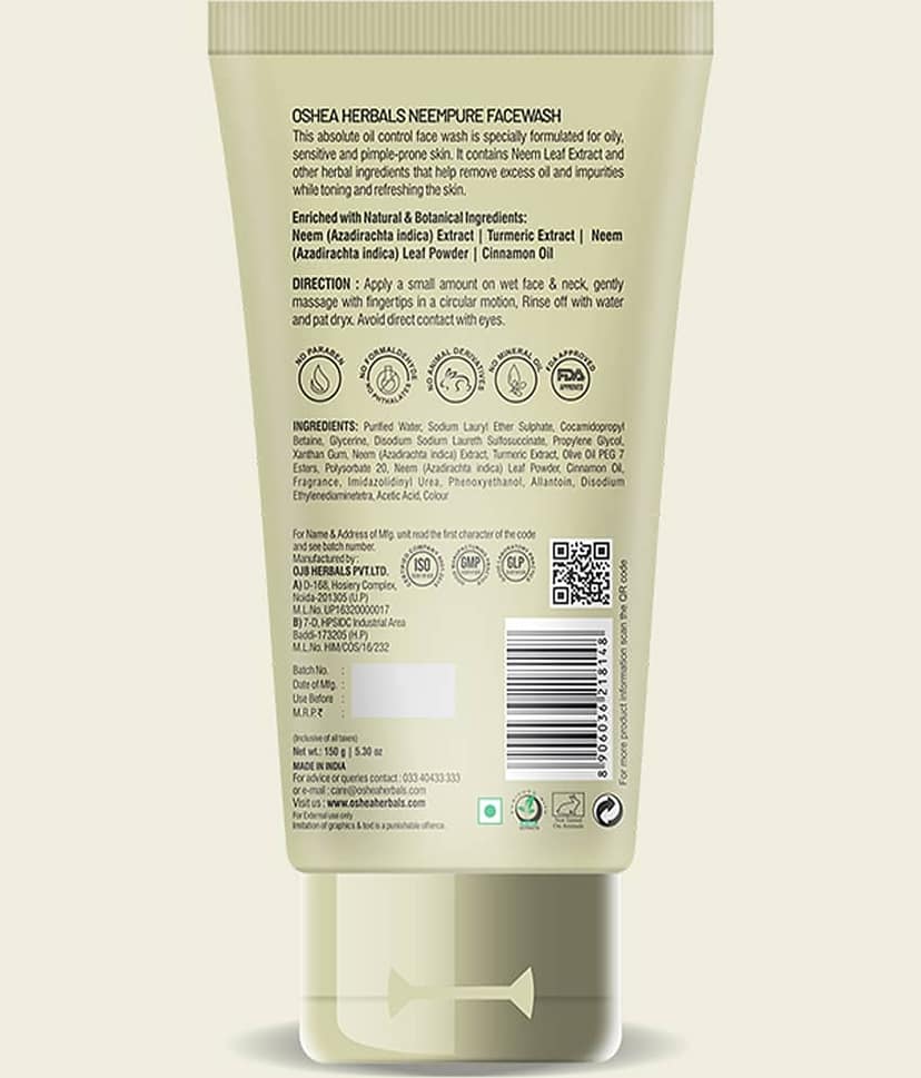 Oshea Herbals Neempure Anti Acne & Pimple Face Wash 150grams view 2