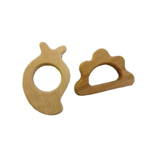 Neemtoys Set of 2 Anti-Bacterial Neem Wooden Teethers of Shapes Mango and Cloud