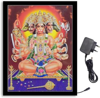 NOKKES Panchmukhi Hanuman Ji Light Photo Frame 8X10 inch Led Light photo Frame With Light Adaptor Led Light Photo Frame Black Color Photo Frame_AQW241
