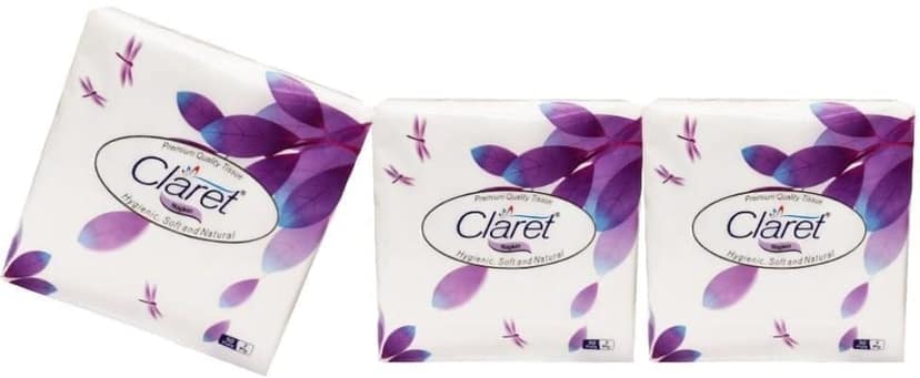 Claret 2-Ply Napkins 33x33 cm, Pack of 3 - Soft & Durable Purple Napkins, Ideal for Party, Birthday, Kitchen & Daily Use