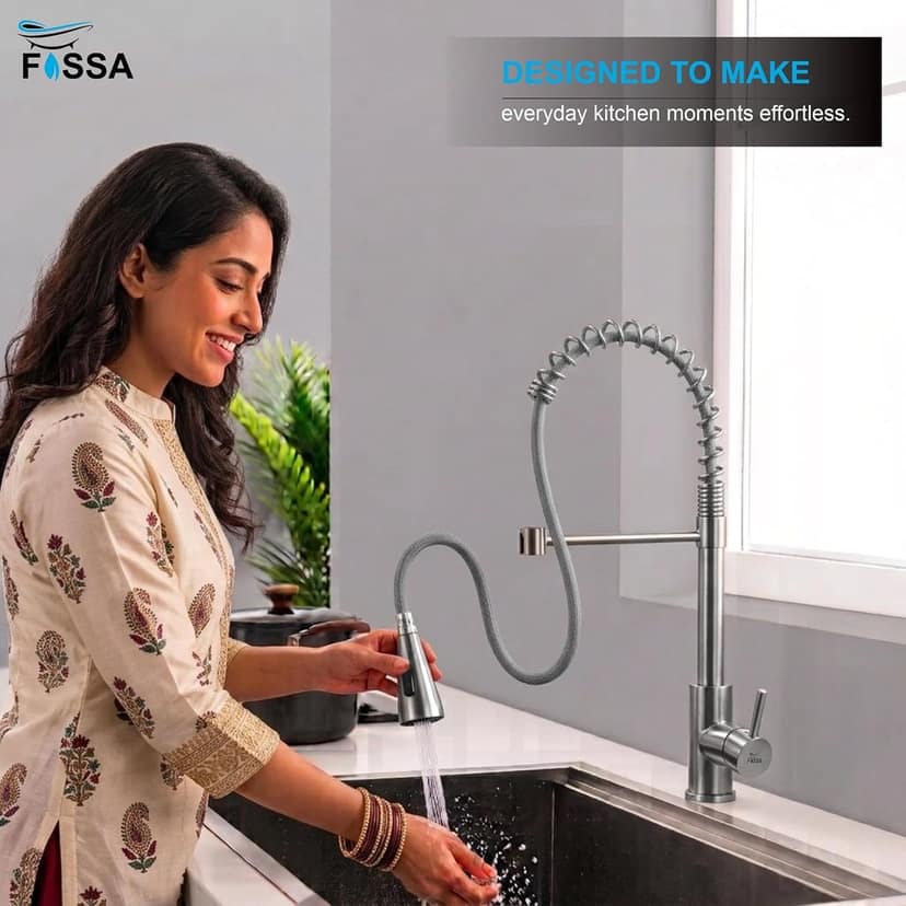 Ripple Two-Flow Heavy SUS 304 Pull-Out 360° Hot & Cold Kitchen Mixer Faucet Chrome view 2