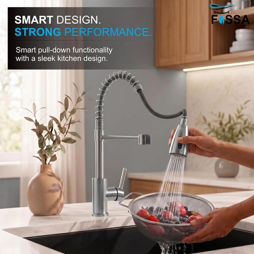 Ripple Two-Flow Heavy SUS 304 Pull-Out 360° Hot & Cold Kitchen Mixer Faucet Chrome view 4