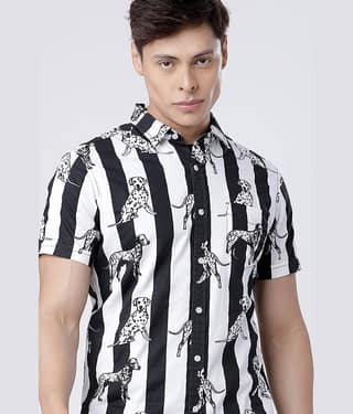 Locomotive 100% Cotton Slim Fit Printed Half Sleeves Men's Casual Shirt - Multicolor ( Pack of 1 )