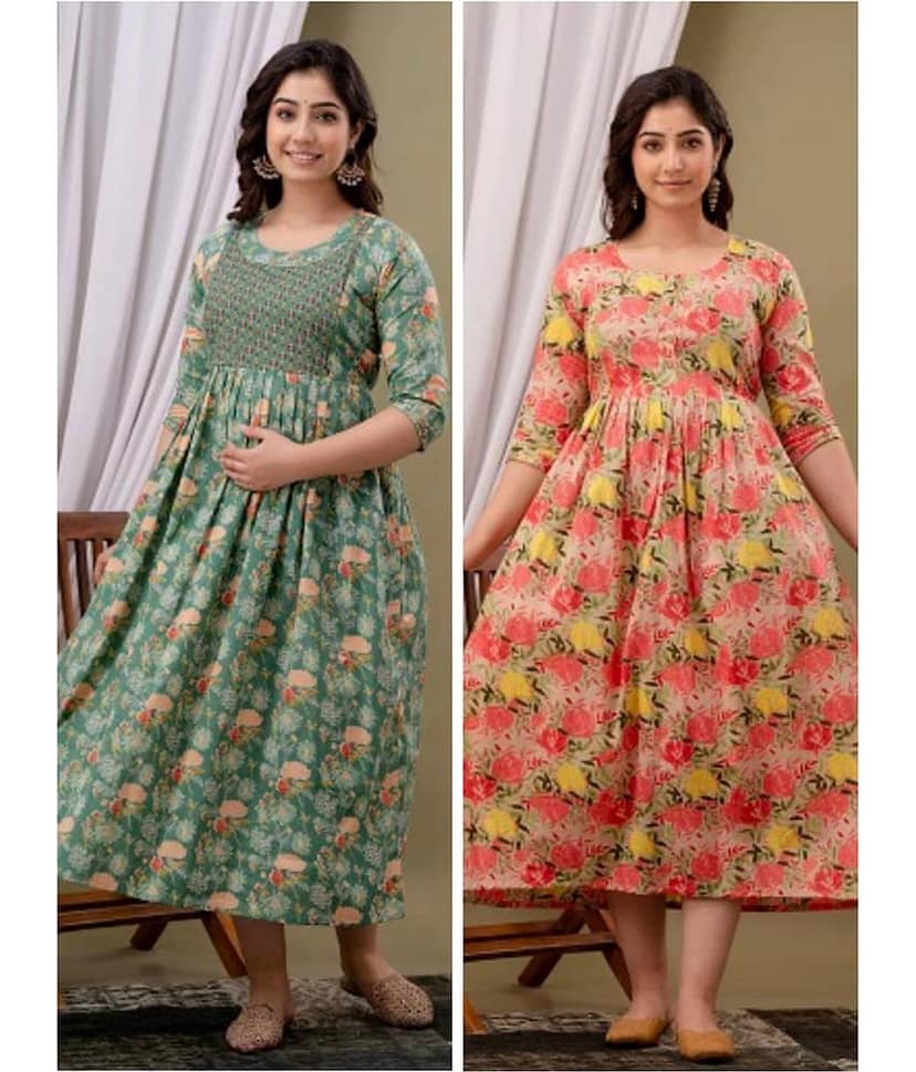 Nevisha Style Multi Color Cotton Maternity Kurta Pack of 2