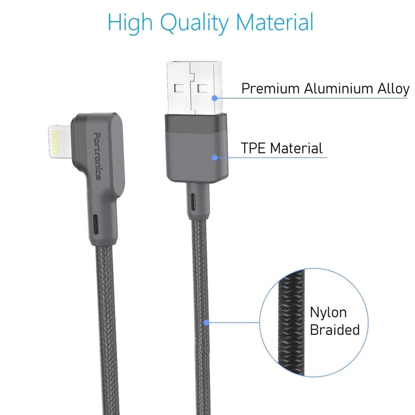 Portronics Konnect L 1.2M Fast Charging 3A 8 Pin USB Cable with Charge & Sync Function for iPhone view 3